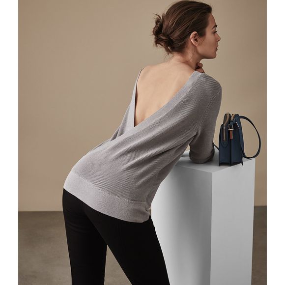 NWT Reiss Corin Open Back Sweater Small Gray - Picture 4 of 4